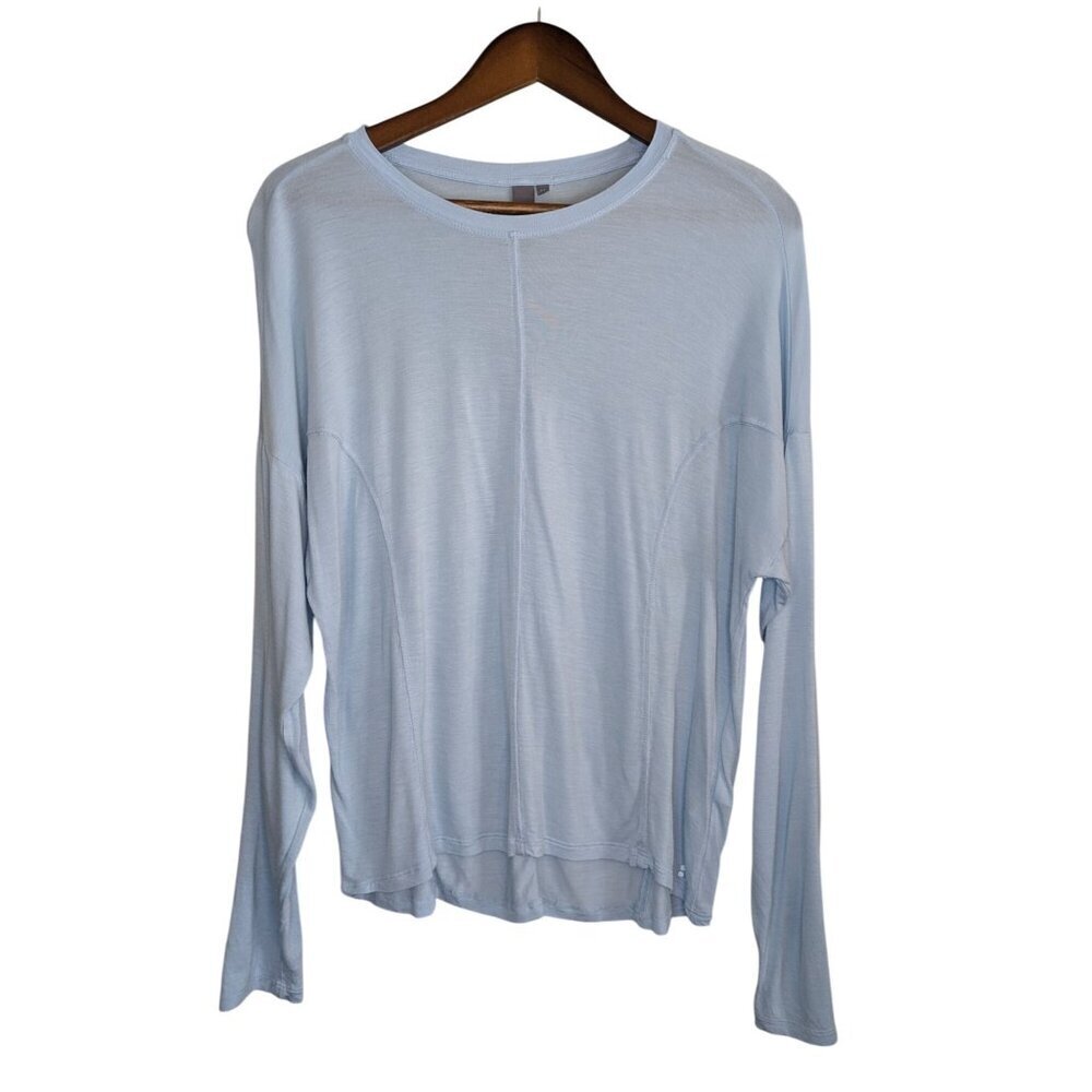 Sweaty Betty Exalt Long Sleeve Top Medium Light Blue Bamboo Shirt Activewear